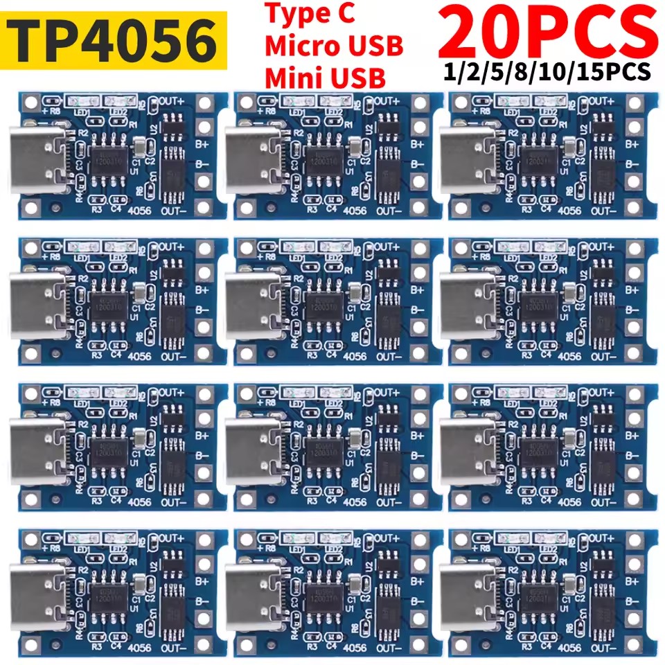 Tp4056 Module - 1-20 шт. Type-c/Micro/Mini USB 5 В